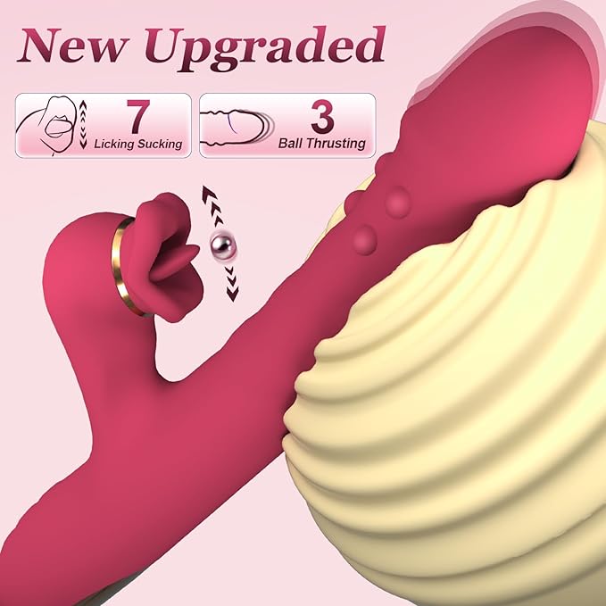 Image of Vibrator Woman Sucking and Licking Orgasm Artifact Adult Erotic Female Couple Flirting AV Stick With Strong Vibrating